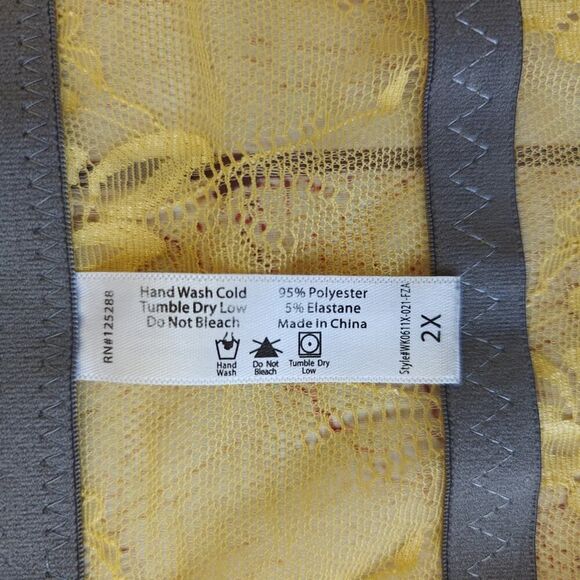 Sheer stretch mesh lacy overlay front clip lingerie sz 2X - Picture 8 of 8